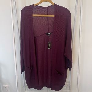 Express FlyAway Maroon Ribbed Cardigan NWT Size L